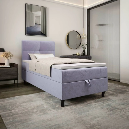 Boxspringbett Melba 90x200 hellblau Bett im modernen skandinavischen Stil mit gepolstertem Kopfteil Bett mit Staukasten