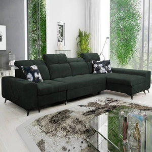 Ecksofa mit Schlaffunktion Buffalo XII grün rechtsseitig stilvolles und funktionelles Ecksofa mit Bettzeugcontainer