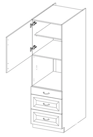 Küchenhochschränke Style 60 DPS-210 3S 1F Schrank mit Schubladen für den Einbau von Ofen schrankfest gegen Dampf hohe Temperaturen und verschüttete Flüssigkeiten