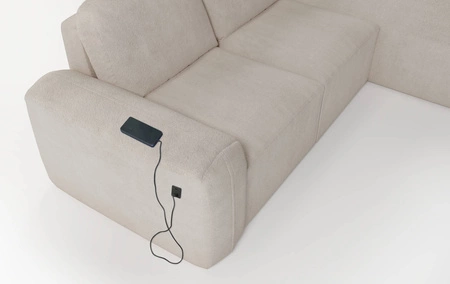 Ecksofa mit Schlaffunktion Arbon ziegelrot rechte Ecke modernes Design mit markanter Form weicher Stoff