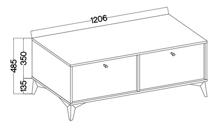 RTV-Schrank Kioto I 121 cm Eukalyptus eleganter Schrank mit nach unten öffnenden Türen gedeckte Farben schwarzes Zubehör