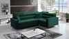 Nausa II Ecksofa mit Schlaffunktion Flasche grün rechte Seite Samt Ziernähte auf der Sitzfläche Ecksofa mit Bettzeug Container