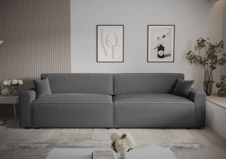 Klappsofa Brandon XL Bis grau modernes Design dreidimensionalen Stoff mit ausdrucksvollen Streifen Bettzeugbehälter