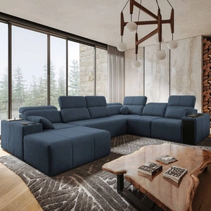 Ecksofa mit Schlaffunktion Tesalia VIII blau links bequemes Ecksofa für das Wohnzimmer mit innovativer Schiebefunktion der Rückenlehne
