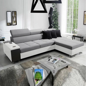 Ecksofa mit Schlaffunktion Dafni Grau-Weiß rechtsseitig geflochten bietet Komfort und Funktionalität während der täglichen Erholung