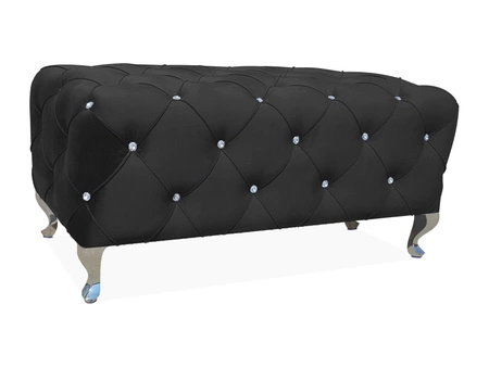 Hesta Pouffe 100 cm schwarz ideal Hocker schmutz- und kratzfest Sitz Pouffe wird als gepolsterte Bank gesteppte Elemente mit Kristallen arbeiten