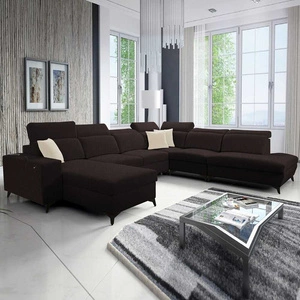 Ecksofa mit Schlaffunktion Kelly Sleek X braun linkes extrem elegantes Ecksofa für Wohnzimmer mit verstellbaren Kopfstützen