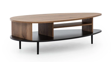 Apallo Möbel Set Brandy Eiche Castello unverwechselbares Design Einheiten auf Metallbeinen subtilen Griffen hohe Ränder der Tischplatten gesetzt