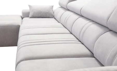 Ecksofa mit Schlaffunktion Castel XII beige linke Seite stilvolles und bequemes Ecksofa für Wohnzimmer funktionelle verstellbare Kopfstützen