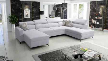 Ecksofa mit Schlaffunktion Savona VI grau Esche links elegantes und bequemes Ecksofa für Wohnzimmer mit zwei Bettkästen 