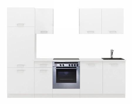 Küchenset Toni 260 cm weiß passt sowohl zu klassischen als auch zu modernen Innenräumen