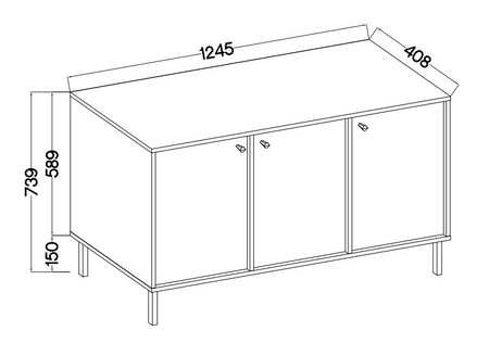 Kioto II Kommode 125 cm Eukalyptus minimalistische Form ideale Kommode für ein Schlafzimmer Wohnzimmer oder Jugendzimmer schwarze Griffe