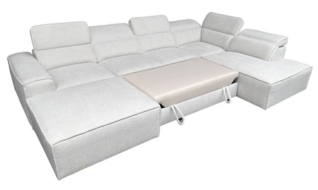 Ecksofa mit Schlaffunktion Viano VI grau blau links Design-Ecksofa für moderne Einrichtungen zwei Container für Bettzeug
