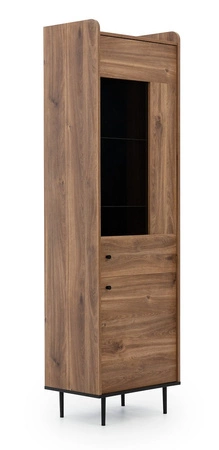 Möbelset Apallo brandy Eiche castello modernes Design Möbelset auf Metallbeinen Wohnwand für Wohnzimmer hohe Ränder der Tischplatten