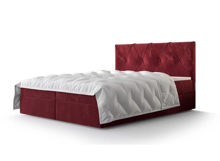 Boxspringbett Arvada 160x200 dunkelrot Bett im modernen skandinavischen Stil mit gepolstertem Kopfteil