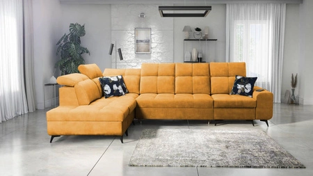Ecksofa mit Schlaffunktion Buffalo XI gelb linke Seite stilvolles Ecksofa mit drei Bettkästen Velourstoff
