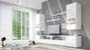 Parga weiß / weiß glänzend universelle Schrankwand für das Wohnzimmer mit einem leichten Design passt perfekt in jedes Interieur