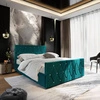 Polsterbett Tifton 160x200 türkis mit Stauraum im modernen Stil mit markantem Kopf- und Fußteil mit Kristallen veredelt