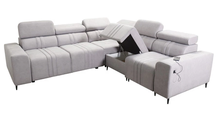 Ecksofa mit Schlaffunktion Castel III braun rechts Ecksofa mit zwei Bettkästen verstellbare Kopfstützen