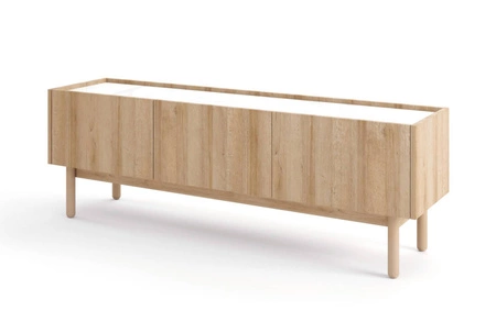 Möbelset Boho Eiche Riviera / Marmorbianco Elegantes Design Wohnzimmerwand im modernen Stil dekorative Marmorböden