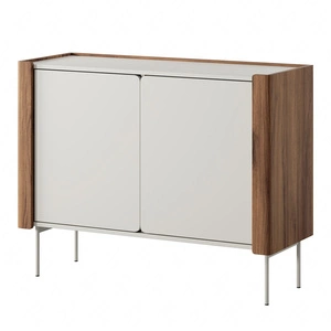 Kommode Tantuni 105 cm warmia nussbaum / beige stilvolle und elegante Kommode mit abgerundeten Fronten stabile Metallbeine