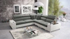 Ecksofa mit Schlaffunktion Provo III grau / weiß rechtes Ecksofa mit Bettzeugablage und verstellbaren Kopfstützen