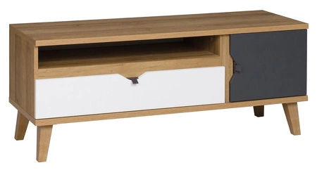 RTV-Schrank Memone 120 cm Eiche gold / weiß / graphit stilvoller TV-Schrank ideal für ein Jugendzimmer im skandinavischen Stil
