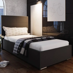 Eljas Polsterbett 90x200 schwarz mit modernem Kopfteil ideal für Jugendzimmer oder kleine Schlafzimmer