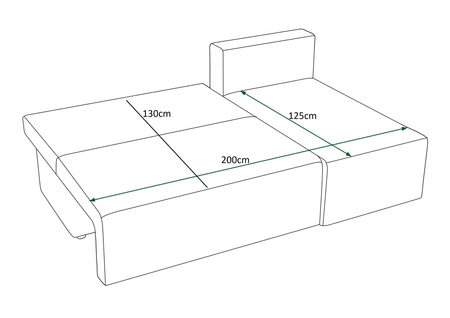 Ecksofa mit Schlaffunktion Brandon blau rechte Ecke dreidimensionaler Stoff mit ausdrucksstarken Streifen Bettzeug Container