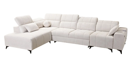 Ecksofa mit Schlaffunktion Penejos XI olive links komfortables Ecksofa mit verstellbaren Kopfstützen und zwei Bettkästen