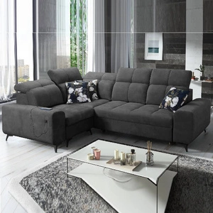 Ecksofa mit Schlaffunktion Buffalo II graphit links funktionelles und stilvolles Ecksofa mit verstellbaren Kopfstützen