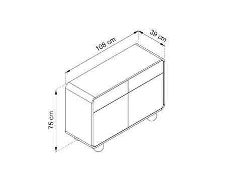 Kommode mit Schubladen Bion 108 cm beige Designer-Kommode mit abgerundeten Formen originelle kugelförmige Beine sind ein Blickfang