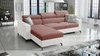 Ecksofa mit Schlaffunktion Savona Indian rosa/weiß links elegantes Ecksofa mit verstellbaren Kopfstützen Ziernähte 