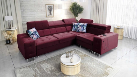 Ecksofa mit Schlaffunktion Hampton II kastanienbraun rechte Seite stilvolles Ecksofa Bett weiche Polsterung Stoffart Samt