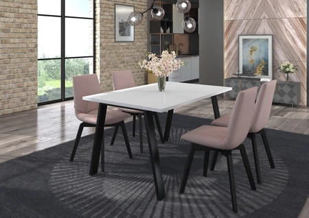 Malden Tisch 138x90 cm weiß/schwarz schlichte Form der Möbel mit stilvollen schwarzen Beinen im Loft-Stil angereichert auslaufsichere Platte