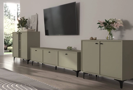 Möbel Kioto I Eukalyptus stilvolles Design Wohnzimmer Möbel elegante Möbel auf einem Metall schwarz Basis subtilen Griffe unterstützt