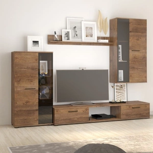 Senja Schrankwand Eiche lefkas modernes Design Steh- und Hängeregale aus gehärtetem Sicherheitsglas