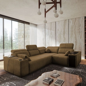 Ecksofa mit Schlaffunktion Tesalia II braun rechts bequemes Ecksofa für Wohnzimmer mit verschiebbarer Rückenlehne Bettzeugcontainer