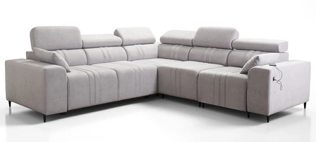 Ecksofa mit Schlaffunktion Castel III graphit rechtes Ecksofa mit zwei Bettkästen verstellbare Kopfstützen