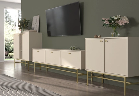 Möbel Kioto III beige stilvolles Design Wohnzimmer Möbel elegante Möbel durch eine goldene Metallrahmen subtilen Griffe unterstützt