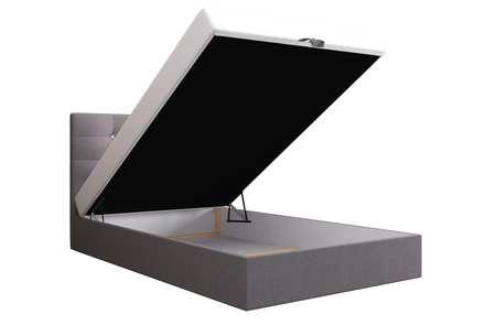 Boxspringbett Kingston 90x200 grau Bett im modernen skandinavischen Stil mit gepolstertem Kopfteil mit Kristallen Bett mit Staukasten