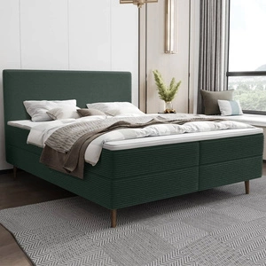 Boxspringbett Totti 140x200 grün stilvolles Bett mit Bettzeug Lagerung dreidimensionalen Stoff mit ausdrucksstarken Streifen