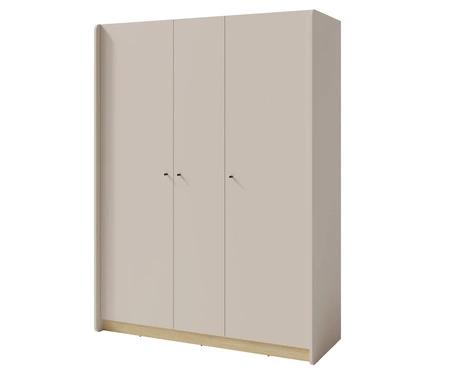 Kleiderschrank Olivio 145 cm sandbeige/geölte Eiche modernes Design schwarze Griffe ABS-Finish