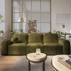 Sofa mit Schlaffunktion Arbon Olivgrün komfortables und stilvolles Sofa für das Wohnzimmer weicher Plüschstoff verleiht einzigartigen Charakter