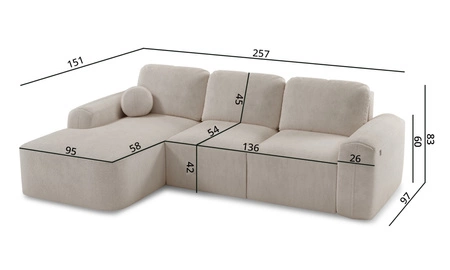 Ecksofa mit Schlaffunktion Arbon braun linke Ecke modernes Design mit markanter Form weicher Stoff