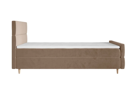 Boxspringbett Benet 120x200 hellbraun im modernen skandinavischen Stil mit gepolstertem Kopf- und Fußteil Bett mit Staukasten
