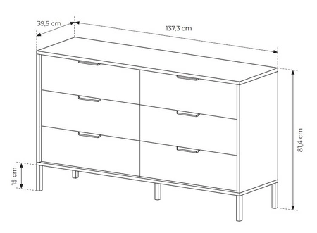 Dover 137 cm Kommode Kastanie / Anthrazit modernes Design ausdrucksstarke Farben der Kommode kombiniert mit Metallzubehör