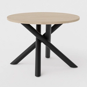 Runder Tisch Lyon 110 cm Eiche lindberg / schwarz Designer-Esstisch auf Metallspinnenbeinen höhenverstellbar