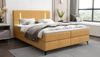 Boxspringbett Norco 140x200 gelb stilvolles Bett mit Bettzeug Lagerung Beleuchtung im Kopfteil fügt eine einzigartige Note