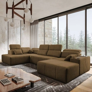 Ecksofa mit Schlaffunktion Tesalia VI braun rechts modernes und bequemes Ecksofa mit Schiebefunktion der Rückenlehne